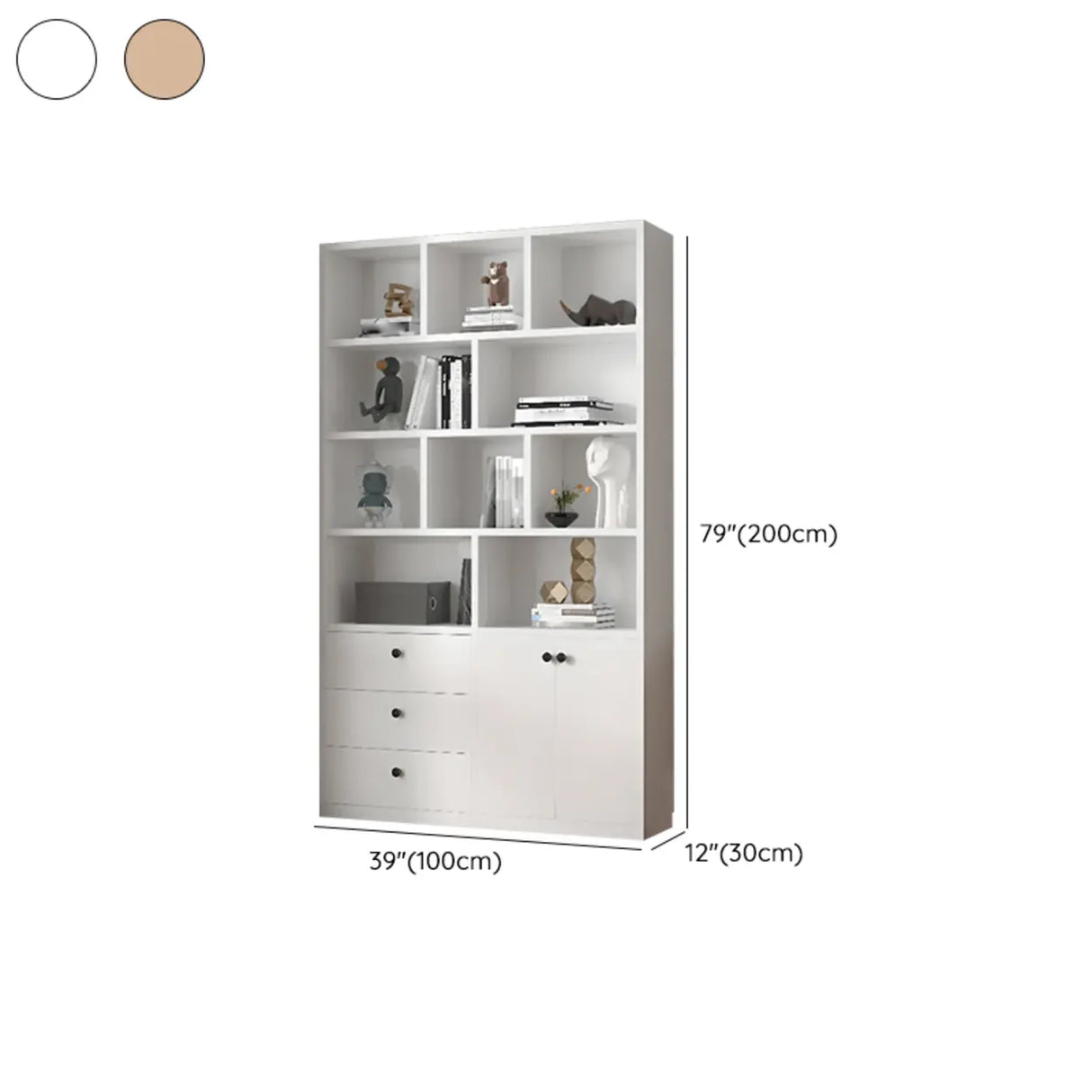 Simple White Wood Vertical Multi-Shelf Storage Bookcase Image - 13