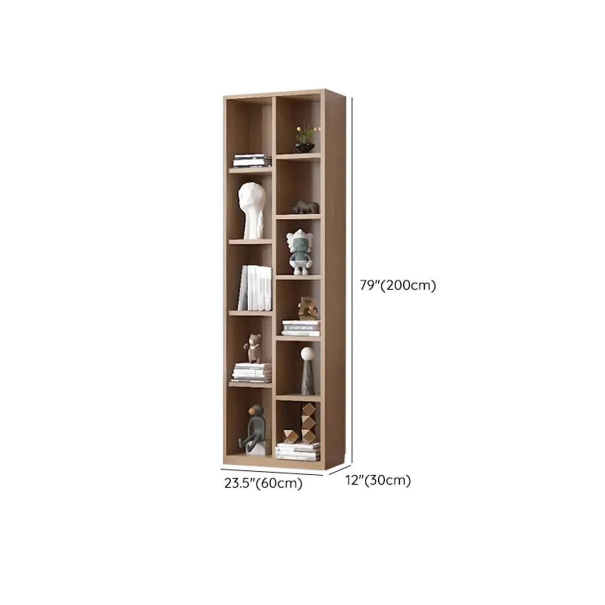 Simple White Wood Vertical Multi-Shelf Storage Bookcase Image - 15