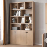 Simple White Wood Vertical Multi-Shelf Storage Bookcase Image - 2