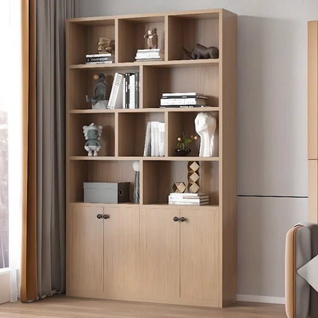 Simple White Wood Vertical Multi-Shelf Storage Bookcase Image - 2