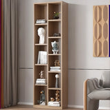 Simple White Wood Vertical Multi-Shelf Storage Bookcase Image - 4