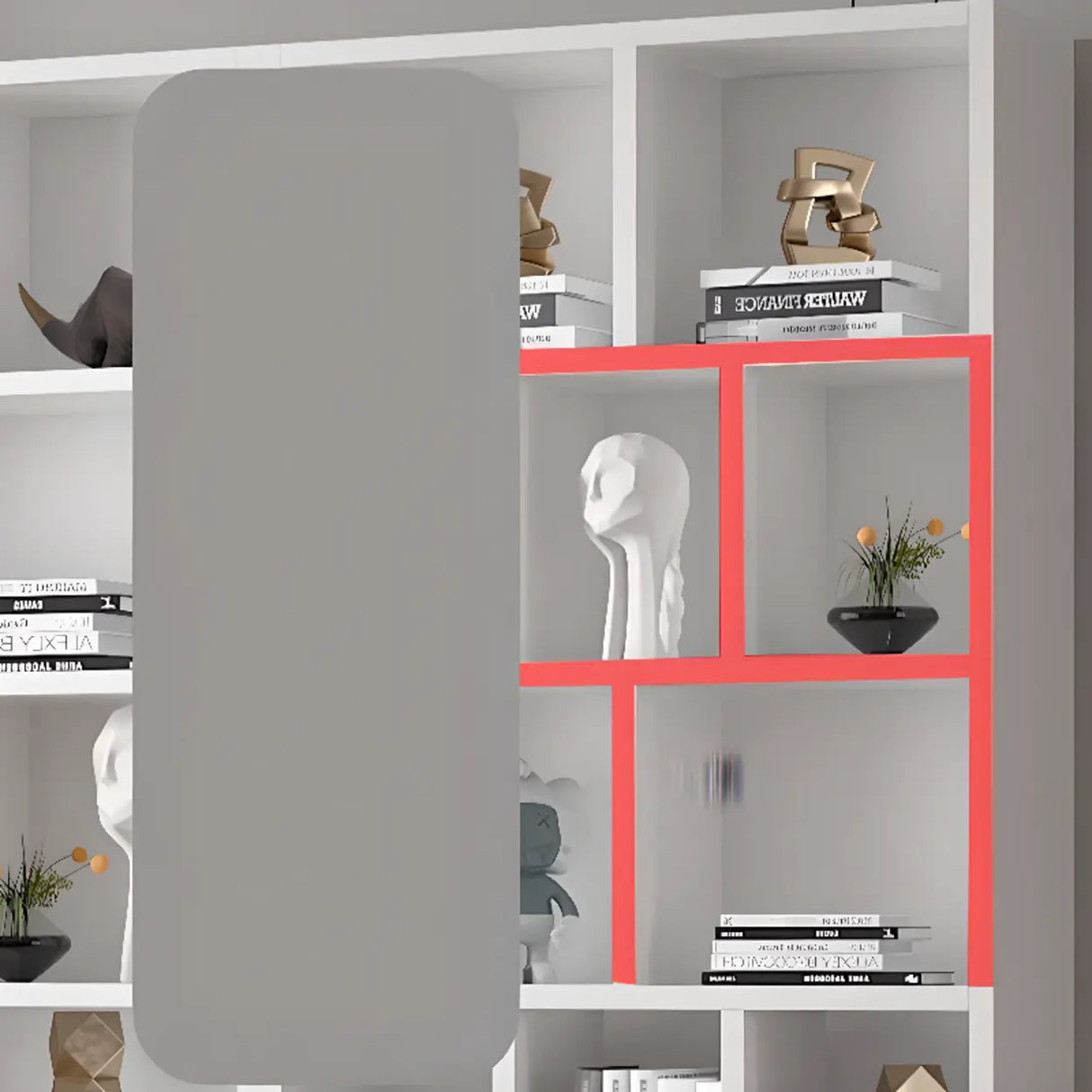 Simple White Wood Vertical Multi-Shelf Storage Bookcase Image - 5