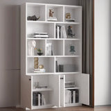Simple White Wood Vertical Multi-Shelf Storage Bookcase Image - 7