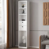 Simple White Wood Vertical Multi-Shelf Storage Bookcase Image - 9