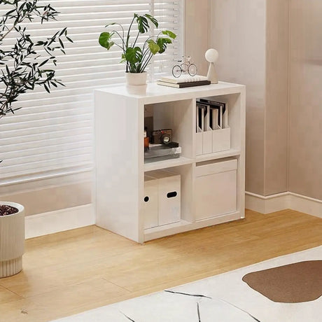 Simple White Wooden Rectangle Small Storage Bookcase Image - 2