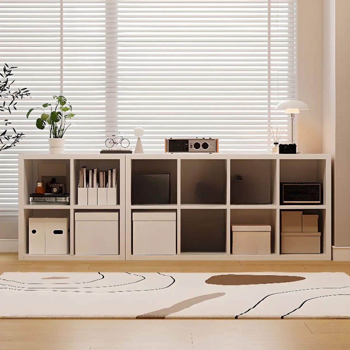 Simple White Wooden Rectangle Small Storage Bookcase Image - 4