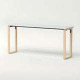 Simple White Wooden Rectangular Sledge Writing Desk Image - 22