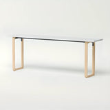 Simple White Wooden Rectangular Sledge Writing Desk Image - 24