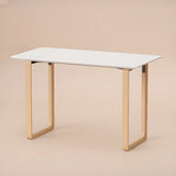 Simple White Wooden Rectangular Sledge Writing Desk Image - 4