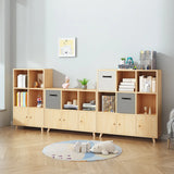 Simple Wood Closed Back Horizontal Organizer Bookcase Image - 3