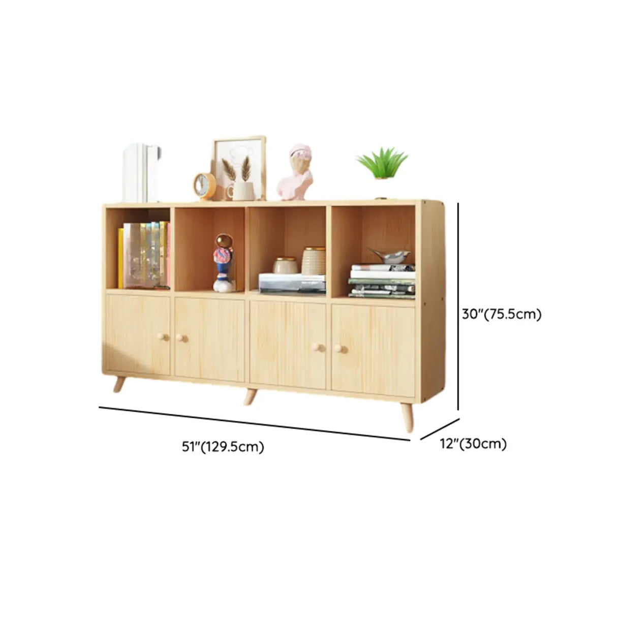 Simple Wood Closed Back Horizontal Organizer Bookcase Image - 42