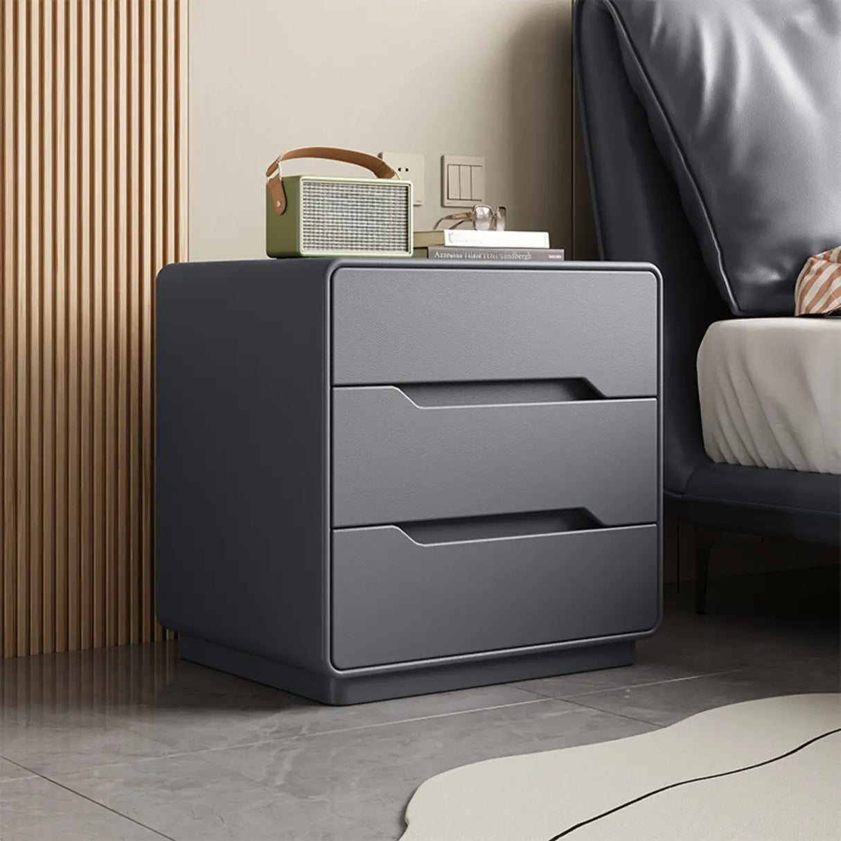 Simple Wood Narrow Length Kids Nightstand with Drawers Image - 15