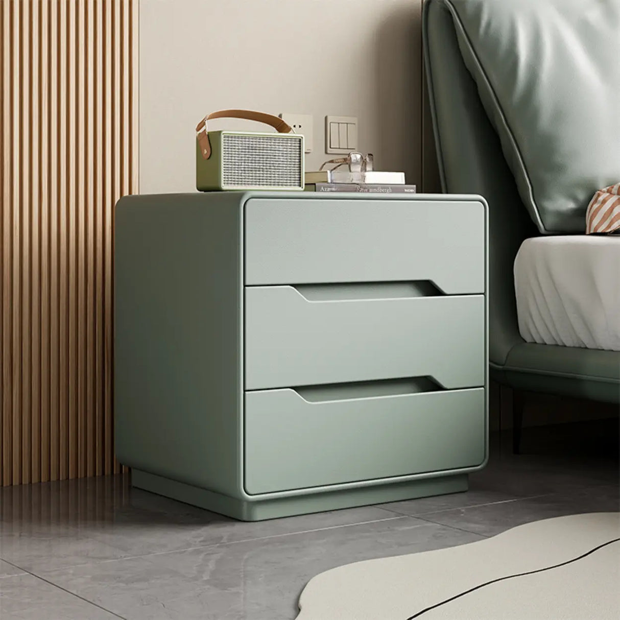 Simple Wood Narrow Length Kids Nightstand with Drawers Image - 3
