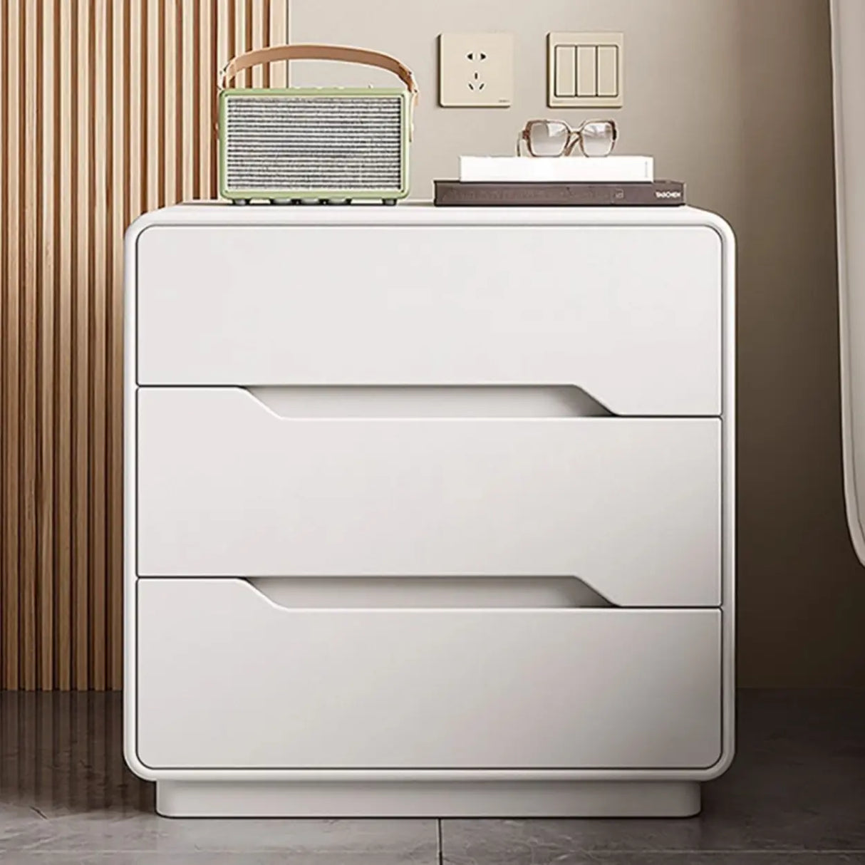 Simple Wood Narrow Length Kids Nightstand with Drawers Image - 6