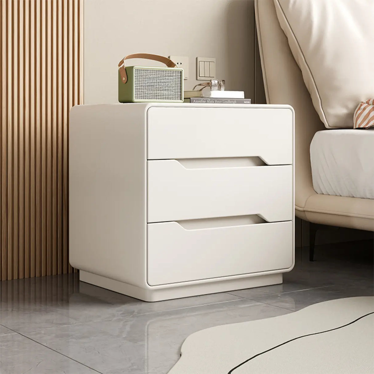 Simple Wood Narrow Length Kids Nightstand with Drawers Image - 7