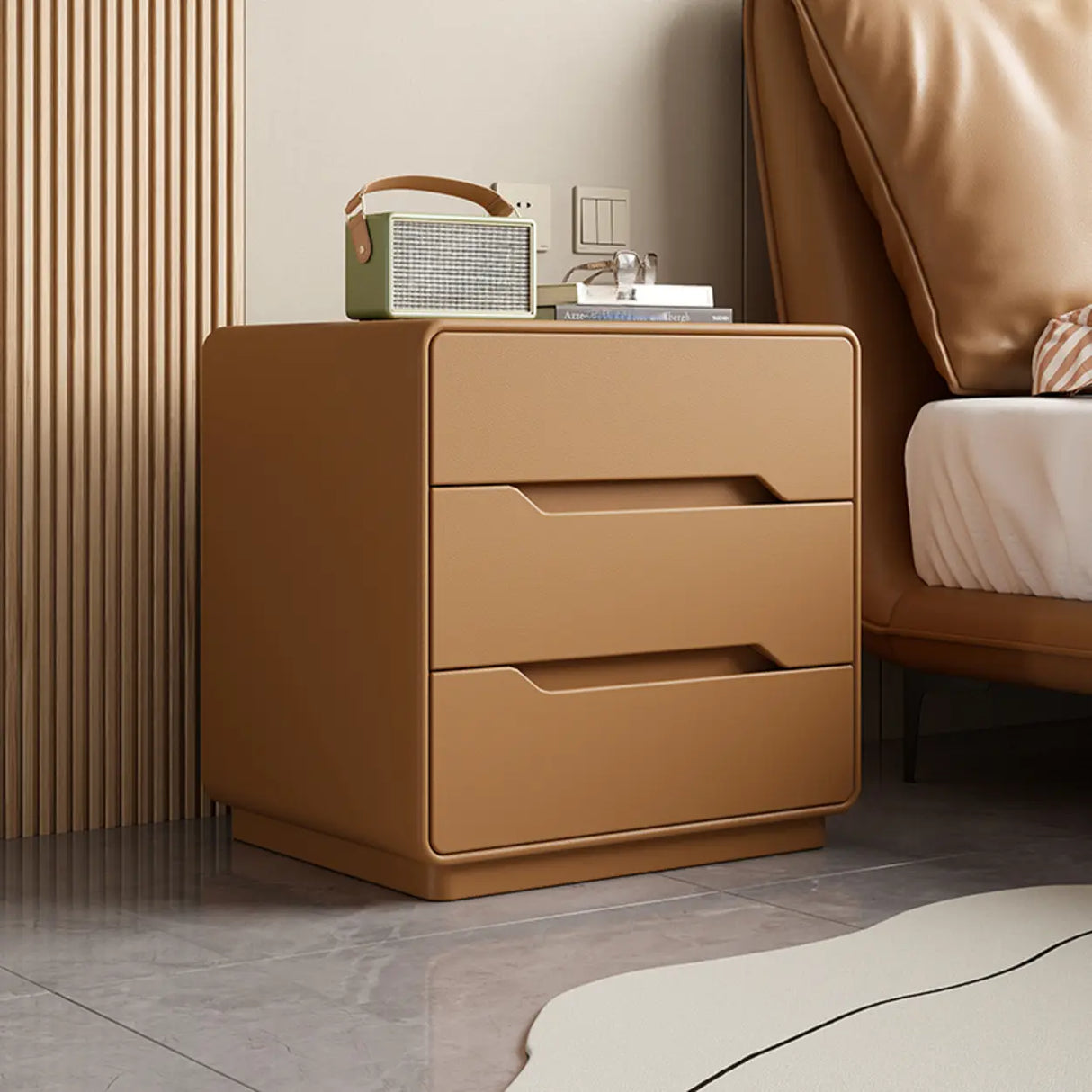 Simple Wood Narrow Length Kids Nightstand with Drawers Image - 9