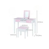 Simple Wood Pink Drawers Kids Vanity Set with Mirror Image - 10