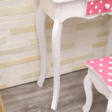 Simple Wood Pink Drawers Kids Vanity Set with Mirror Image - 5