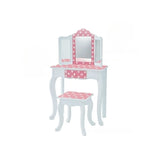 Simple Wood Pink Drawers Kids Vanity Set with Mirror Image - 7