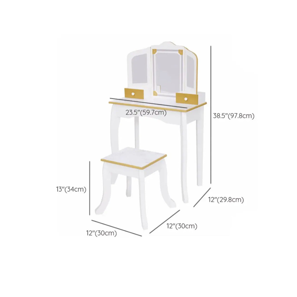 Simple Wood Pink Drawers Kids Vanity Set with Mirror 
