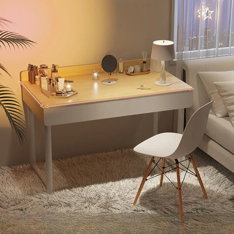 Simple Wood Rectangular Makeup Vanity Storage Table Image - 1