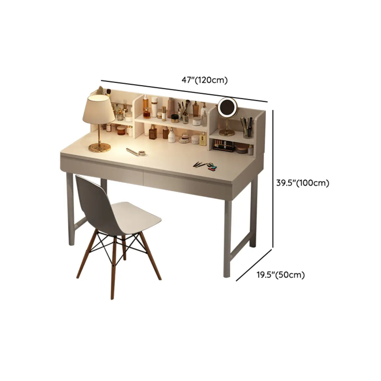 Simple Wood Rectangular Makeup Vanity Storage Table Image - 10