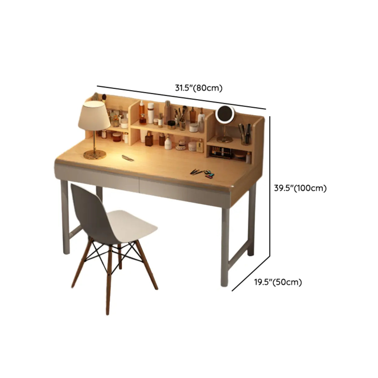 Simple Wood Rectangular Makeup Vanity Storage Table Image - 12