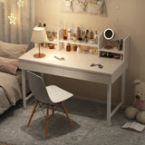Simple Wood Rectangular Makeup Vanity Storage Table Image - 2