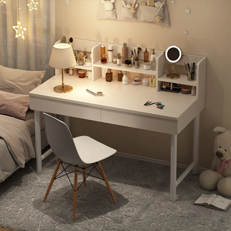 Simple Wood Rectangular Makeup Vanity Storage Table Image - 2