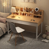 Simple Wood Rectangular Makeup Vanity Storage Table Image - 3