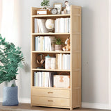 Simple Wood Tone Closed Back Vertical Timber Bookcase Image - 11