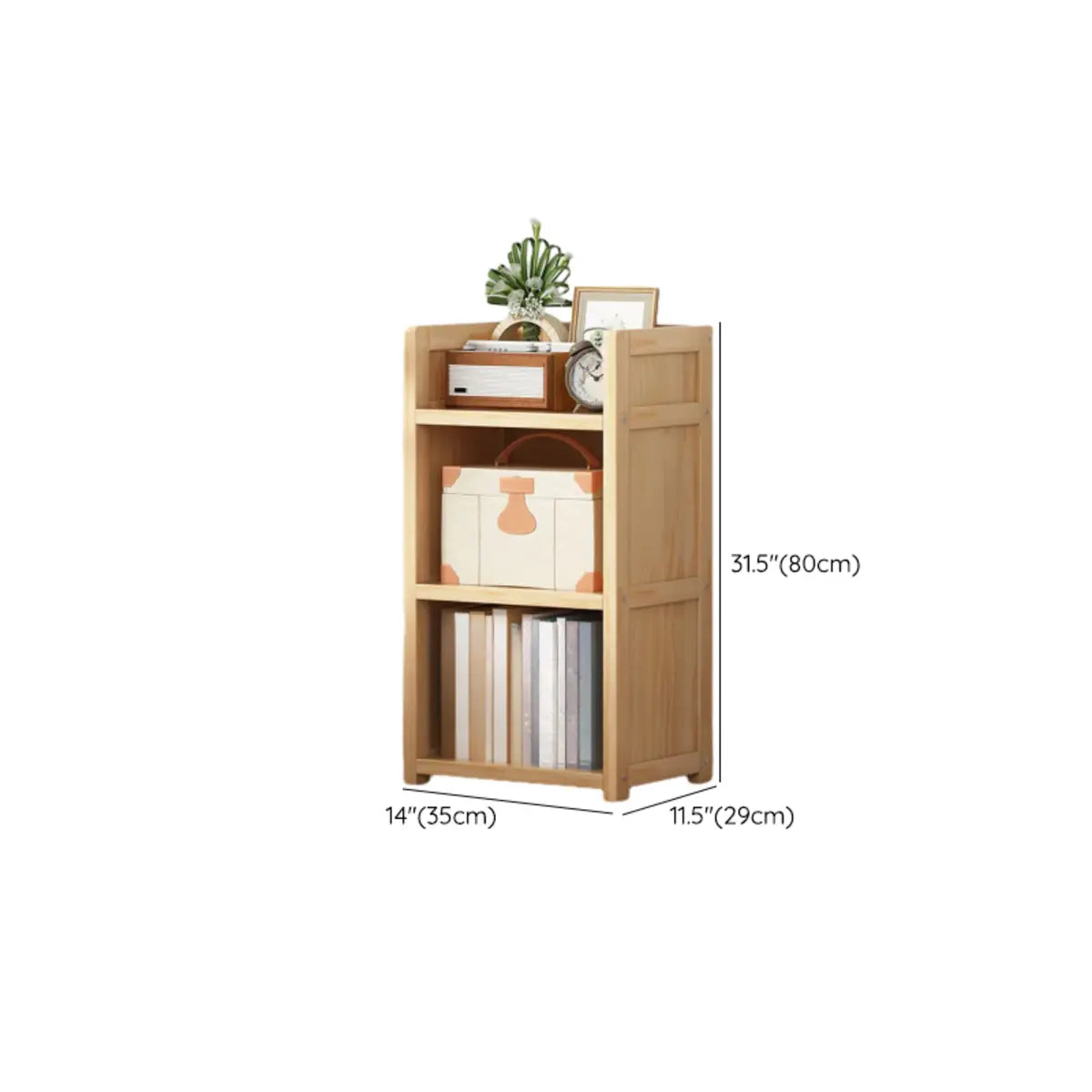 Simple Wood Tone Closed Back Vertical Timber Bookcase 