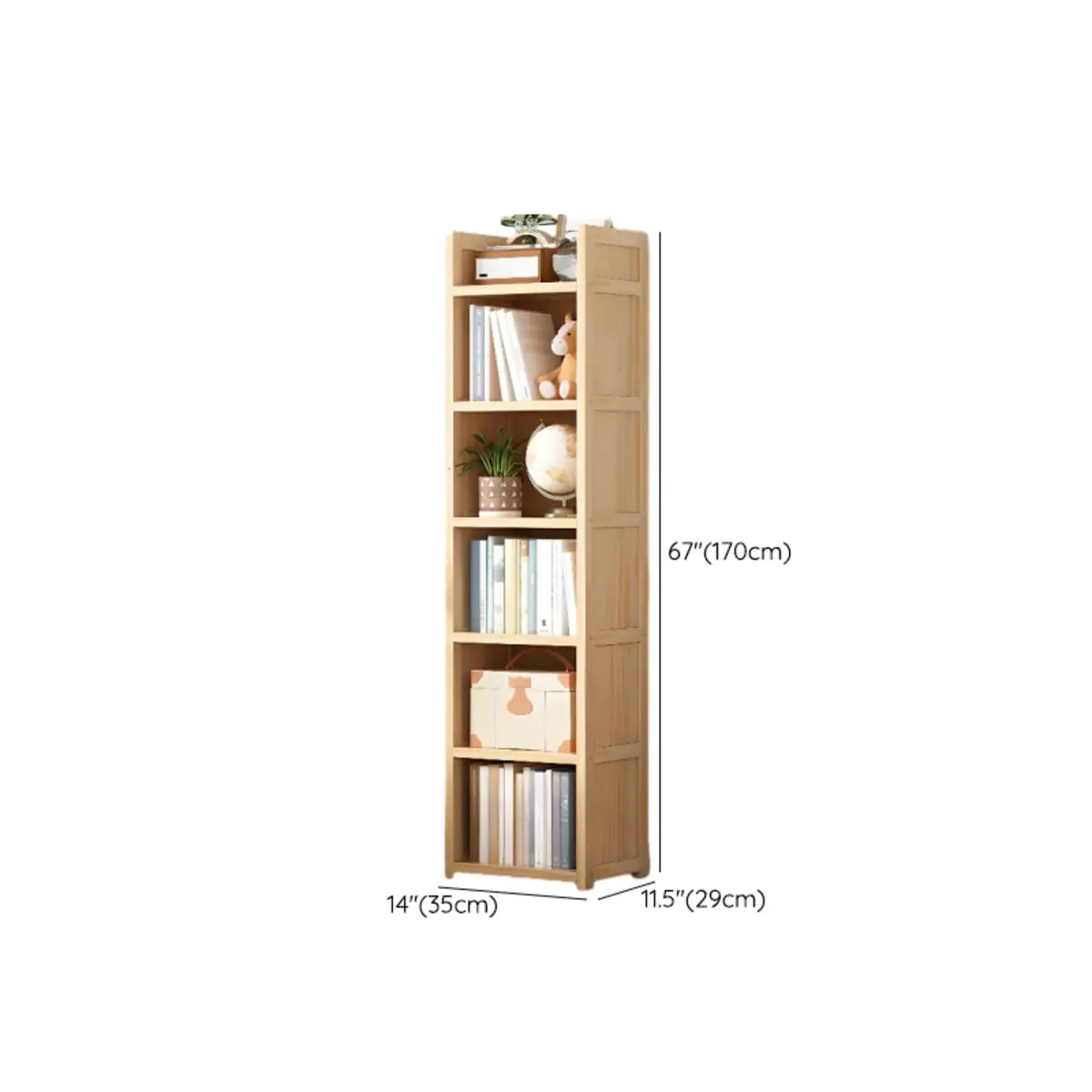 Simple Wood Tone Closed Back Vertical Timber Bookcase Image - 23