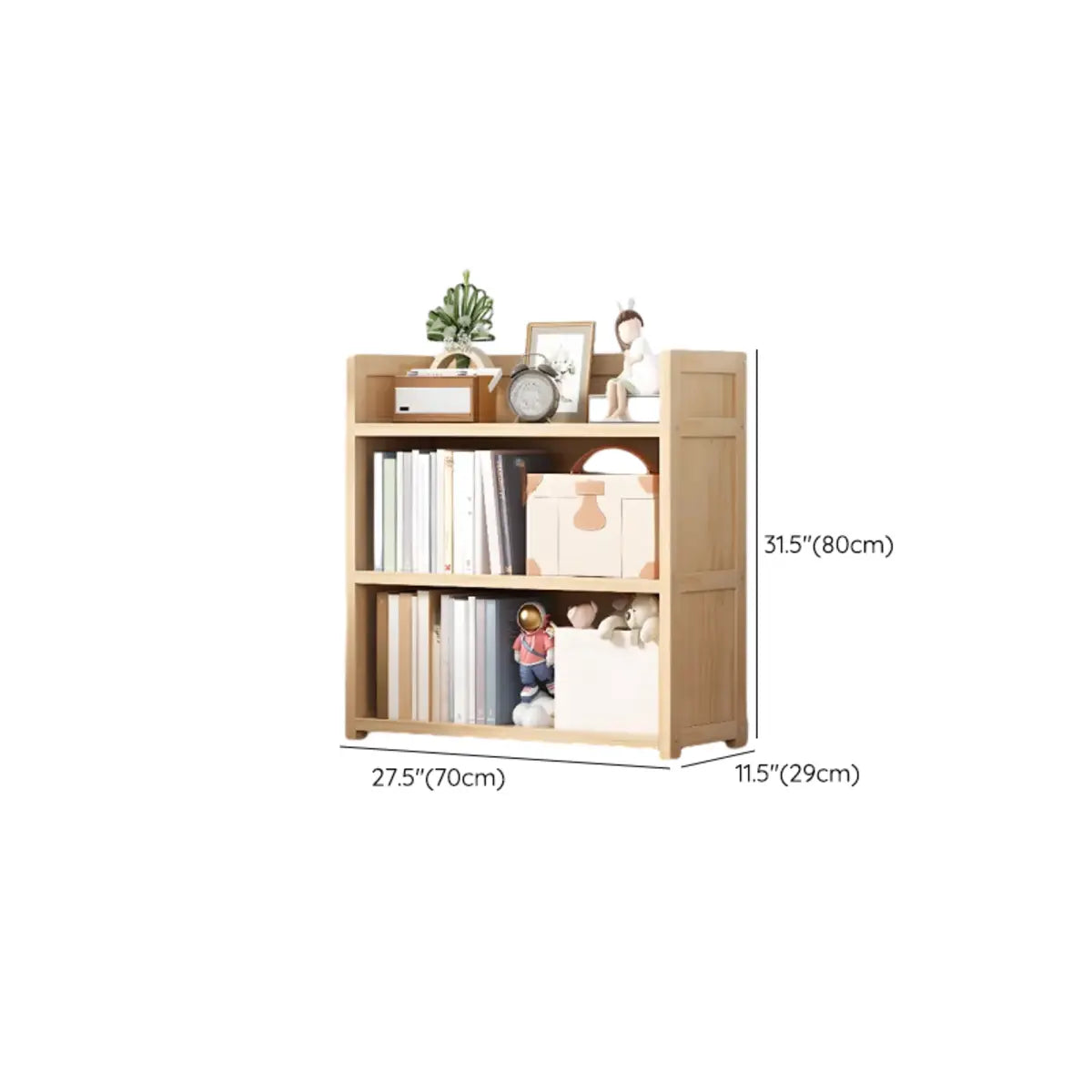 Simple Wood Tone Closed Back Vertical Timber Bookcase Image - 24