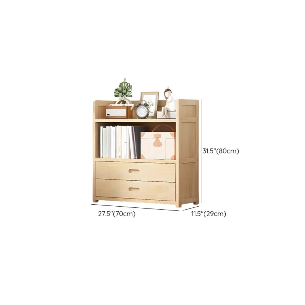 Simple Wood Tone Closed Back Vertical Timber Bookcase Image - 25