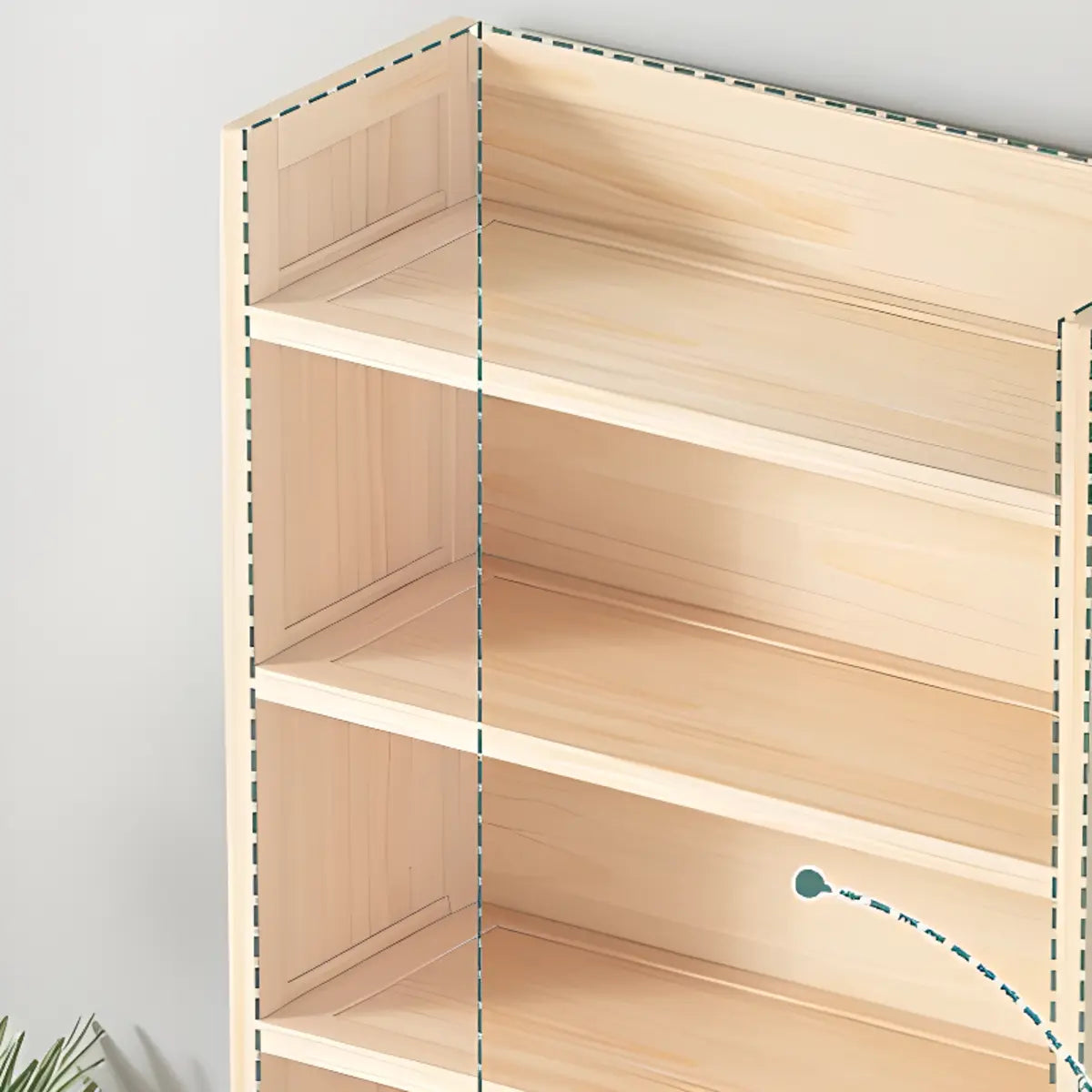Simple Wood Tone Closed Back Vertical Timber Bookcase Image - 6