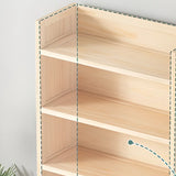 Simple Wood Tone Closed Back Vertical Timber Bookcase Image - 6