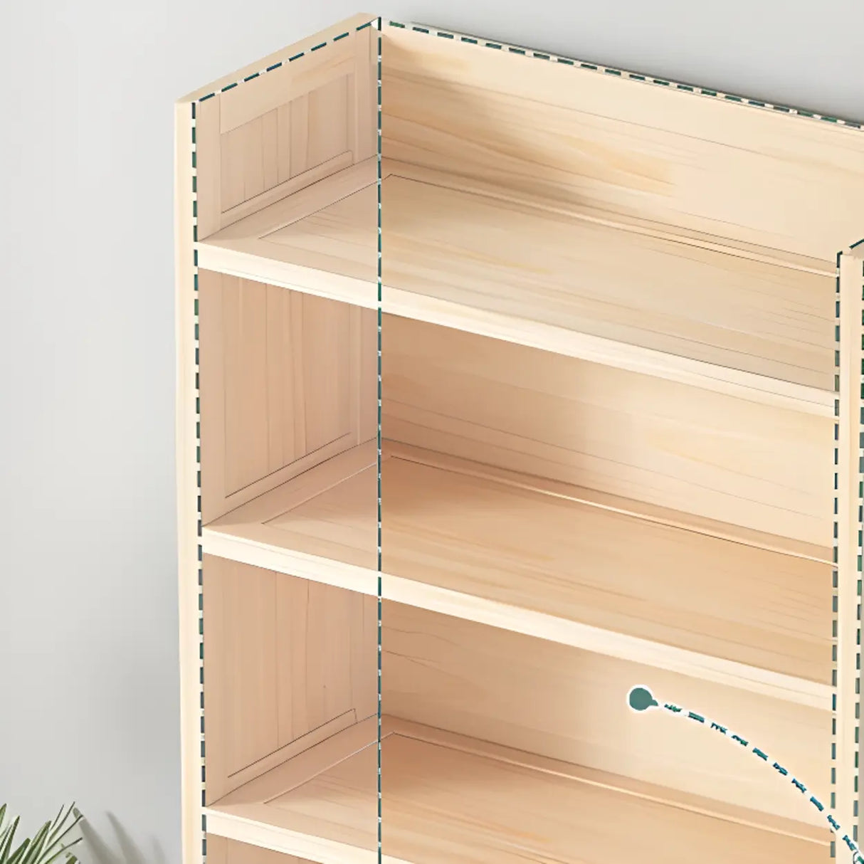 Simple Wood Tone Closed Back Vertical Timber Bookcase Image - 6