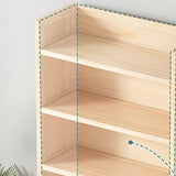 Simple Wood Tone Closed Back Vertical Timber Bookcase Image - 6