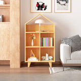 Simple Wooden House-Shaped Closed Back Storage Bookcase Image - 10