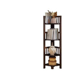 Simple Wooden Triangle Shelf Tower Open Corner Bookcase Image - 5