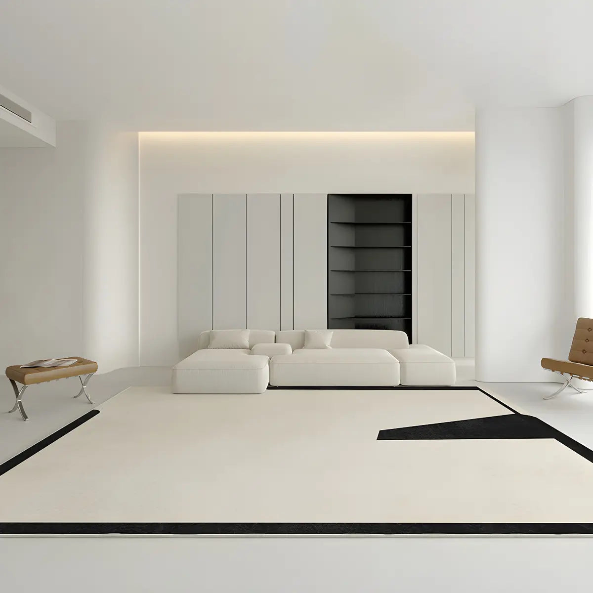 Simplicity Beige Polyester Rectangular Area Rug Image - 12
