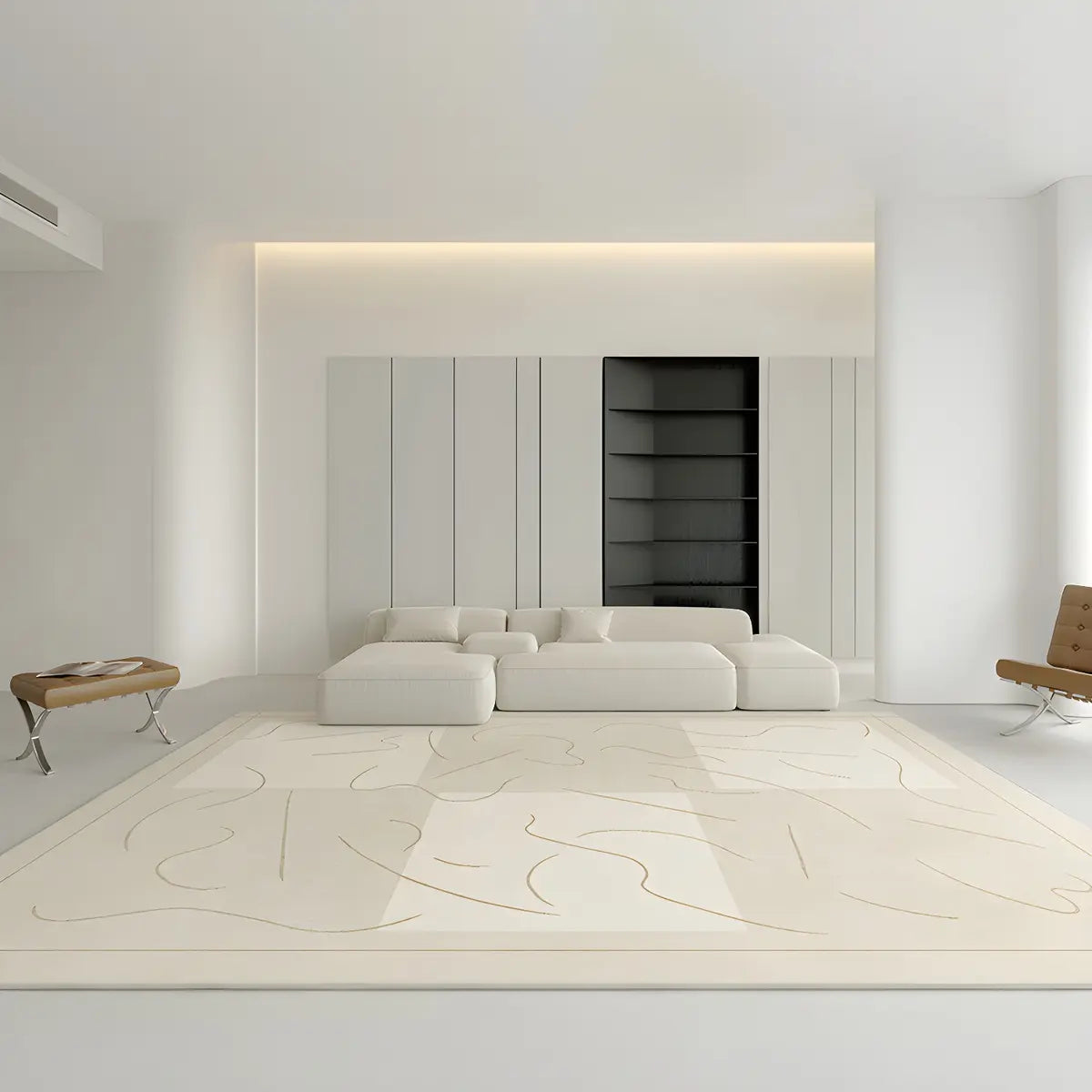 Simplicity Beige Polyester Rectangular Area Rug Image - 13