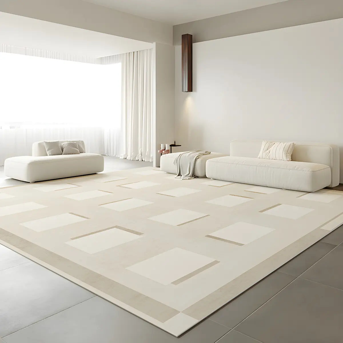 Simplicity Beige Polyester Rectangular Area Rug Image - 3