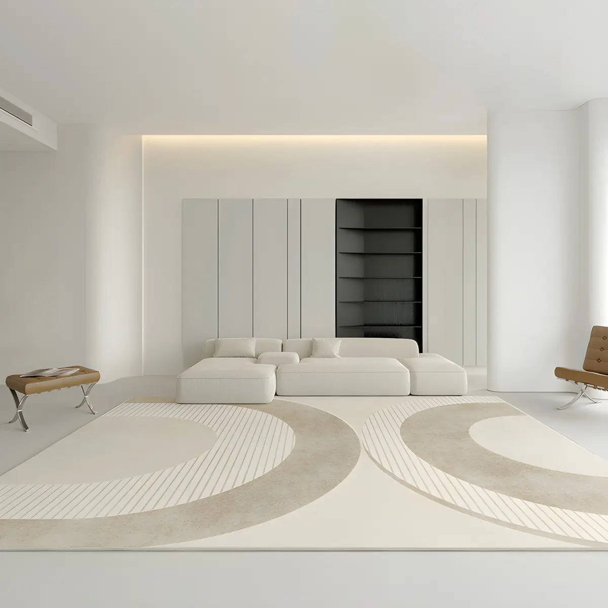 Simplicity Beige Polyester Rectangular Area Rug Image - 9
