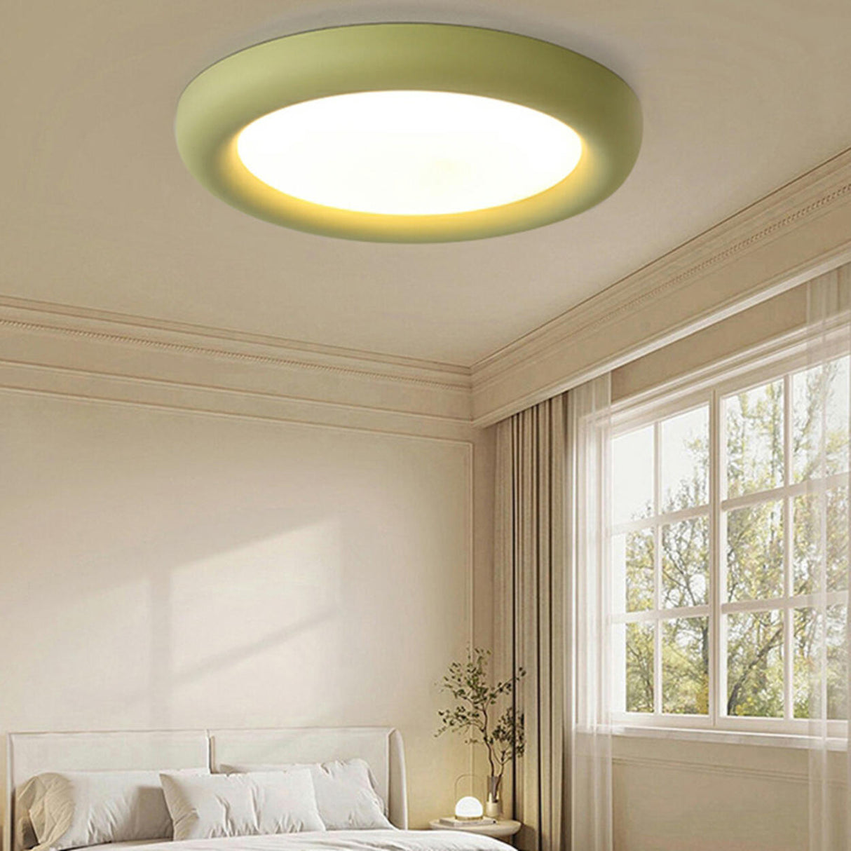 Simplicity Green Round LED Flush Mount Ceiling Light Image - 11