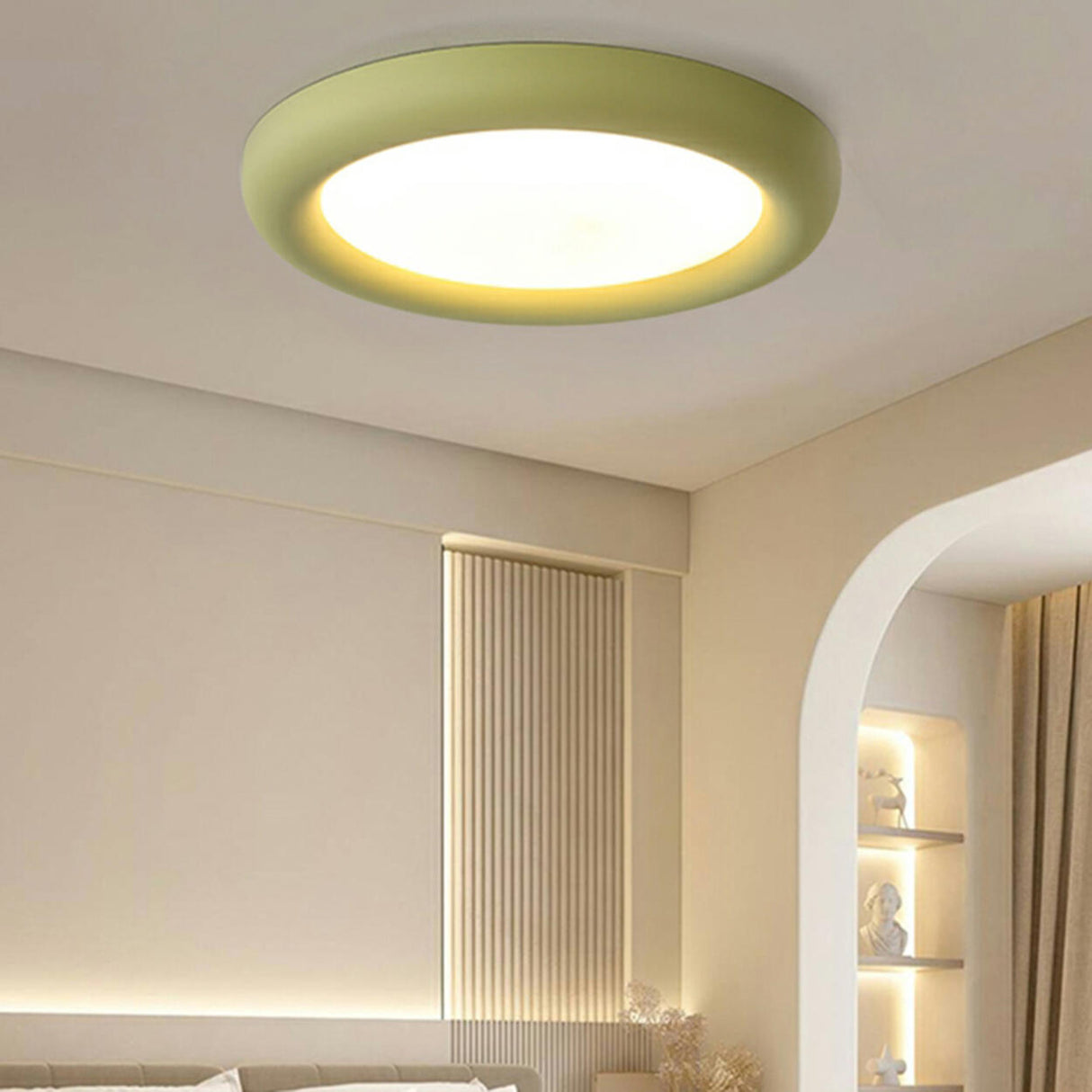 Simplicity Green Round LED Flush Mount Ceiling Light Image - 13