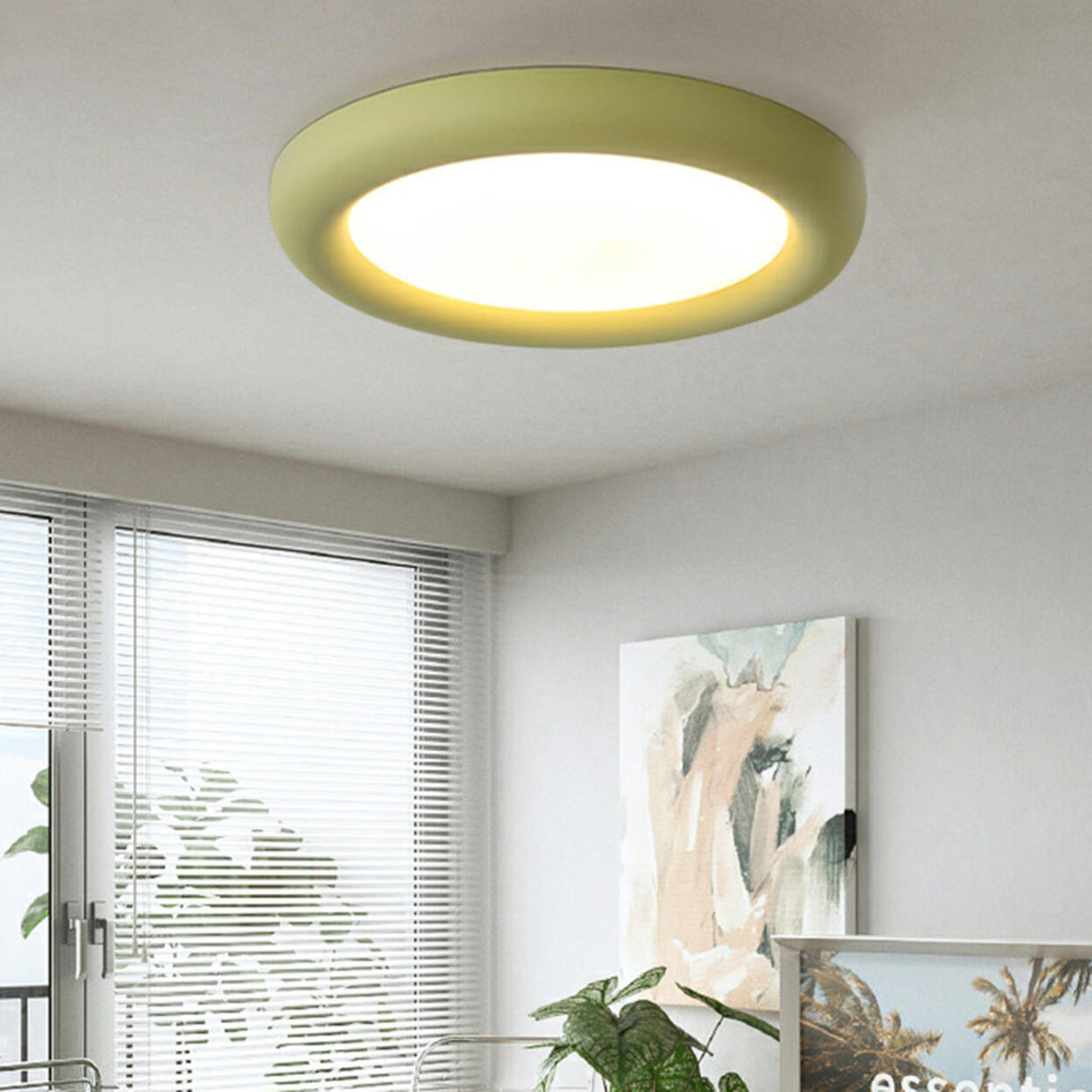 Simplicity Green Round LED Flush Mount Ceiling Light Image - 4