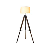 Simplicity Tripod and Cylinder Fabric Wood Floor Lamp Image - 2