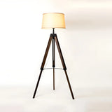 Simplicity Tripod and Cylinder Fabric Wood Floor Lamp Image - 3